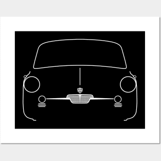 Autobianchi Bianchina classic car white outline graphic Posters and Art